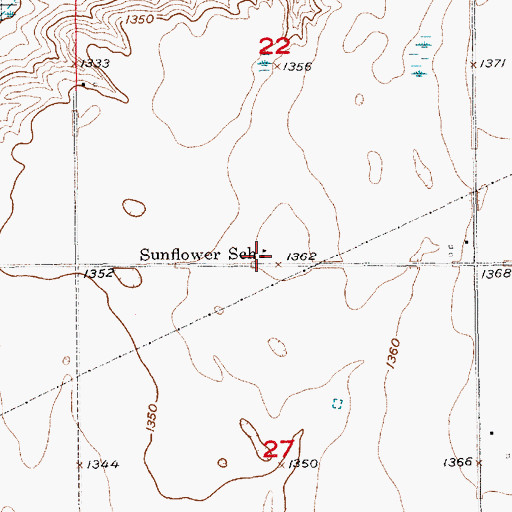 Topographic Map of Sunflower School, SD
