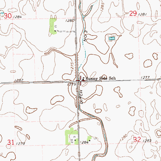 Topographic Map of Sunny Side School, SD