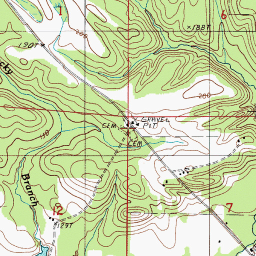 Topographic Map of Rocky Branch School, AL