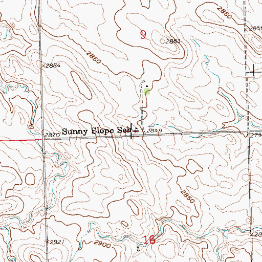 Topographic Map of Sunny Slope School, SD