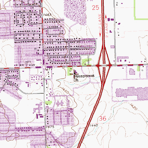 Topographic Map of Sunnycrest Church, SD
