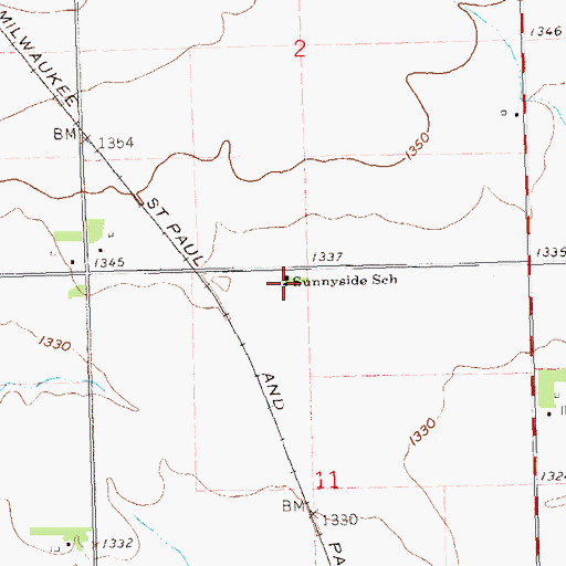 Topographic Map of Sunnyside School, SD