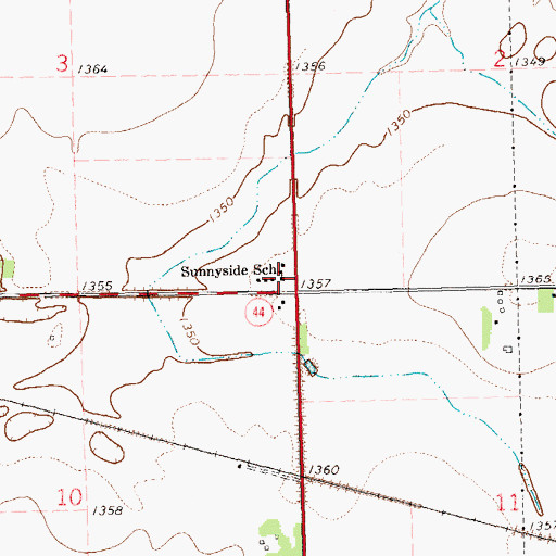 Topographic Map of Sunnyside School, SD