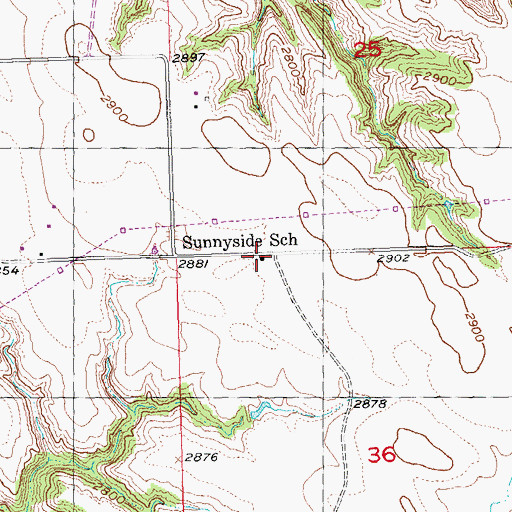 Topographic Map of Sunnyside School, SD