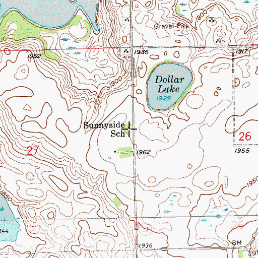 Topographic Map of Sunnyside School, SD
