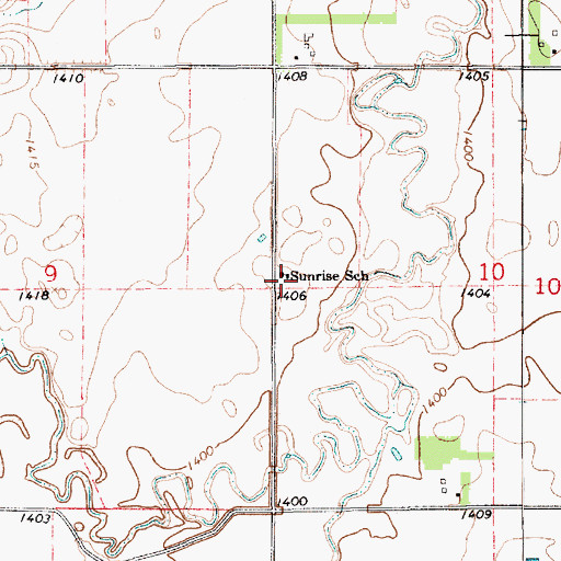 Topographic Map of Sunrise School, SD