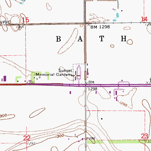 Topographic Map of Sunset Memorial Gardens, SD