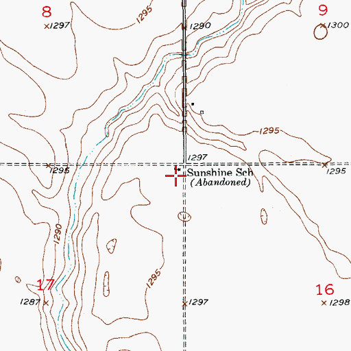 Topographic Map of Sunshine School, SD