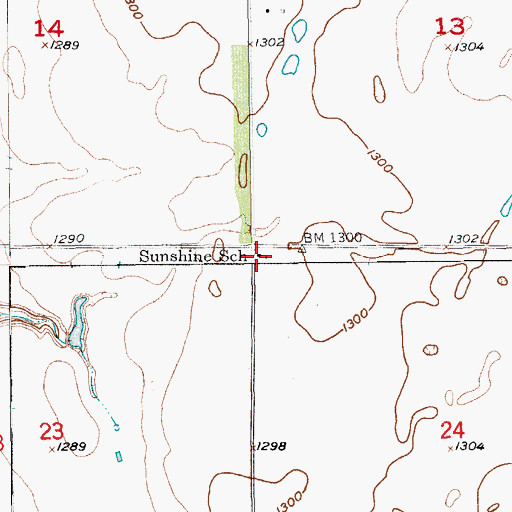 Topographic Map of Sunshine School, SD