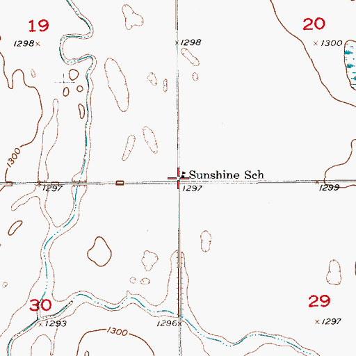Topographic Map of Sunshine School, SD