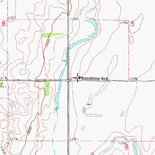 Topographic Map of Sunshine School, SD