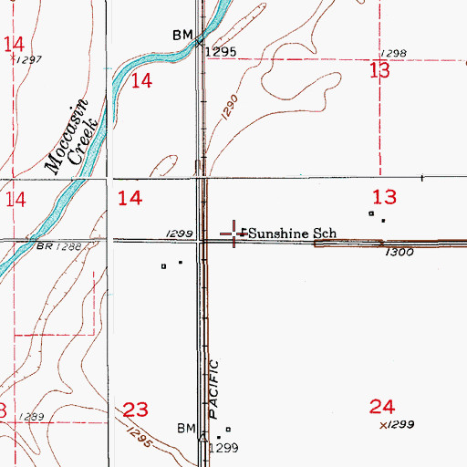 Topographic Map of Sunshine School, SD