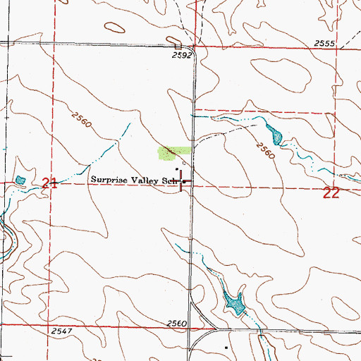 Topographic Map of Surprise Valley School, SD