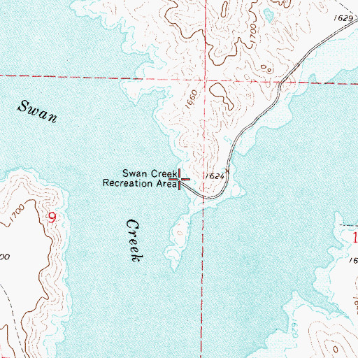 Topographic Map of Swan Creek Recreation Area, SD