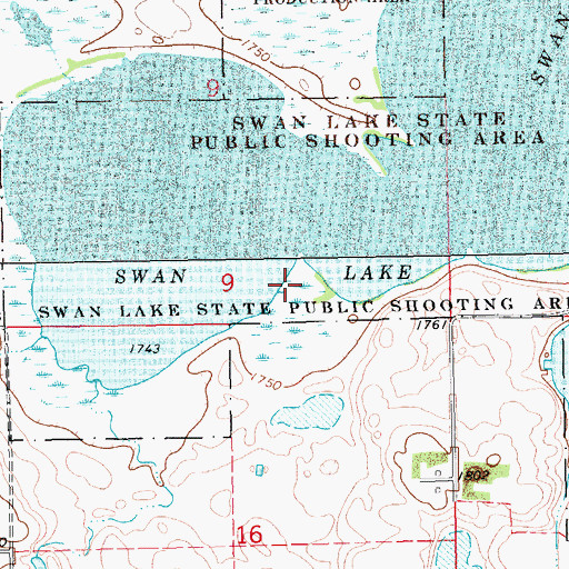 Topographic Map of Swan Lake State Public Shooting Area, SD