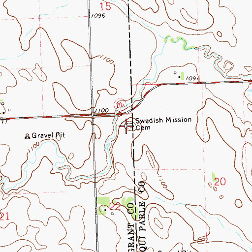 Topographic Map of Swedish Mission Cemetery, SD