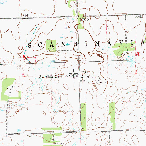 Topographic Map of Swedish Mission Church, SD