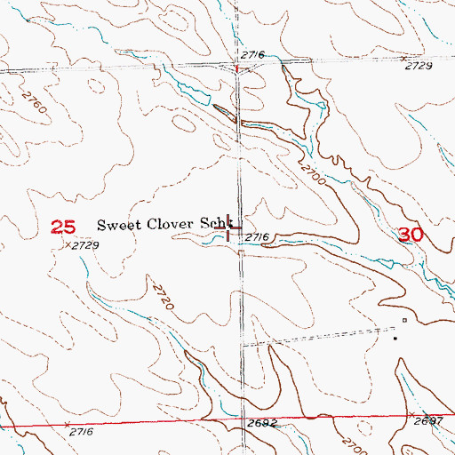 Topographic Map of Sweet Clover School, SD