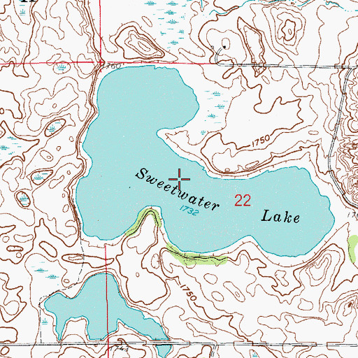 Topographic Map of Sweetwater Lake, SD