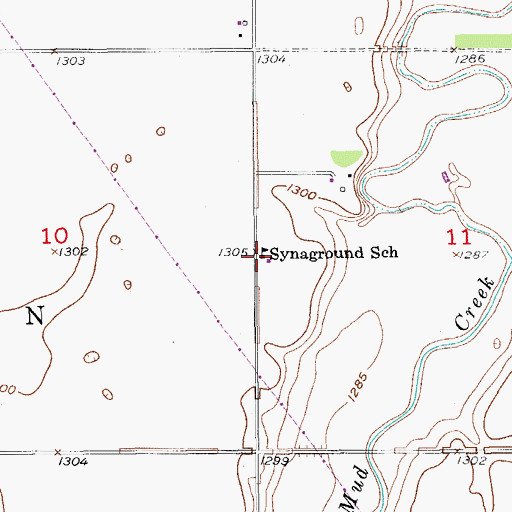 Topographic Map of Synaground School, SD