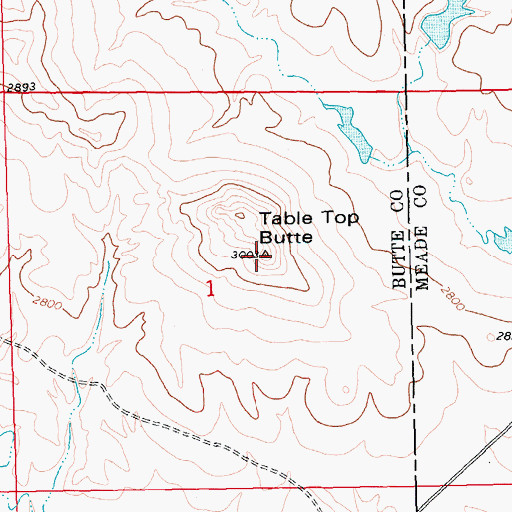 Topographic Map of Table Top Butte, SD