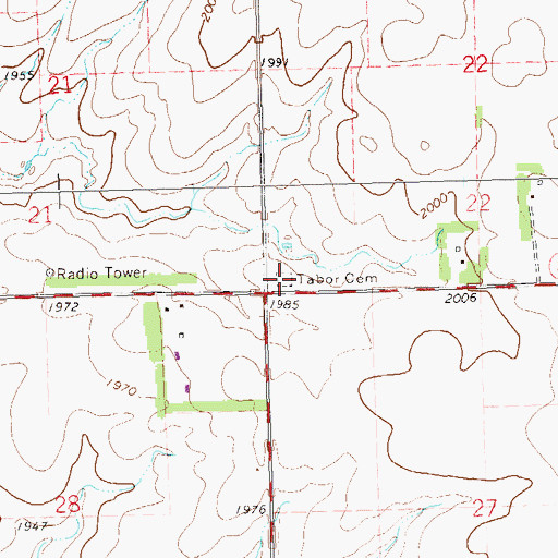 Topographic Map of Tabor Cemetery, SD