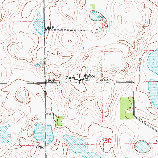 Topographic Map of Tabor Church, SD