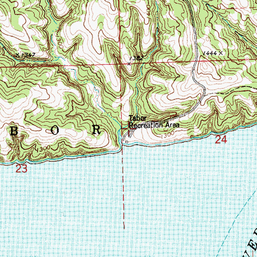 Topographic Map of Tabor Recreation Area, SD