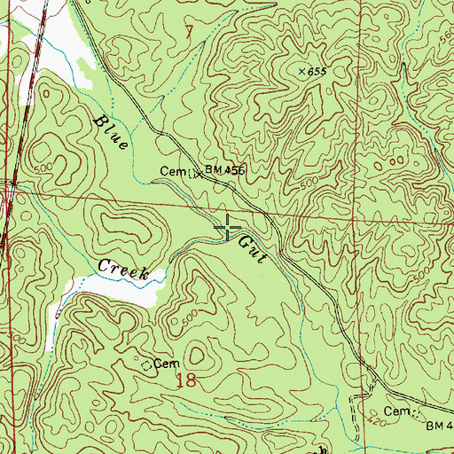 Topographic Map of Rocky Creek, AL
