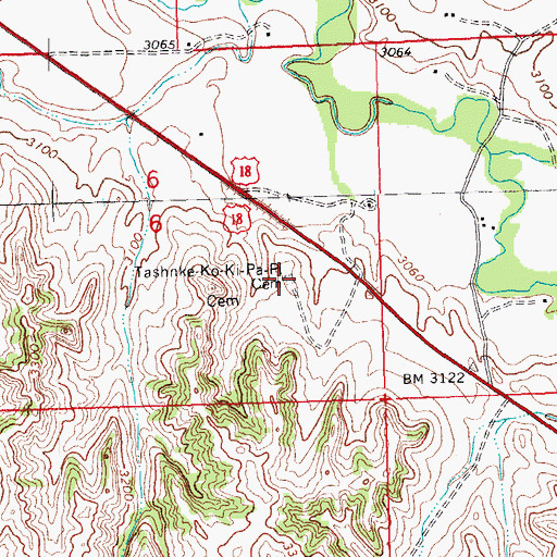 Topographic Map of Tashnke - Ko - Ki - Pa - Pi Cemetery, SD