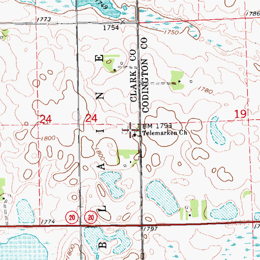 Topographic Map of Telemarken Church, SD