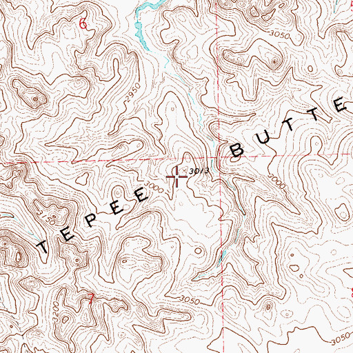 Topographic Map of Tepee Buttes, SD