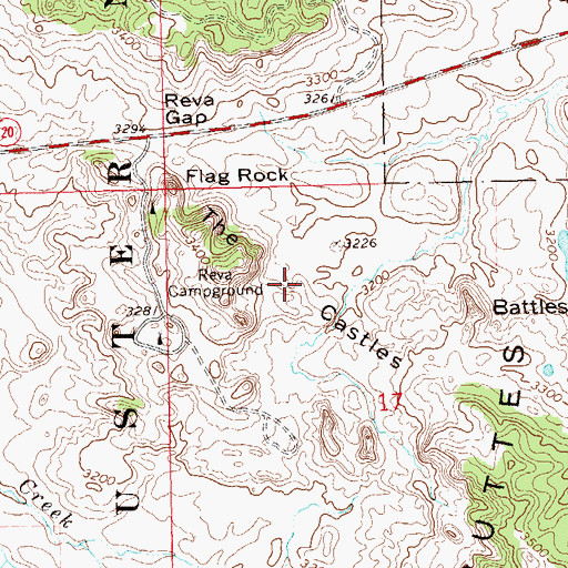 Topographic Map of The Castles, SD