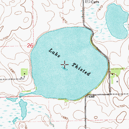 Topographic Map of Lake Thisted, SD