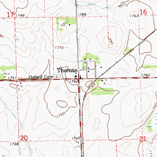 Topographic Map of Thomas, SD