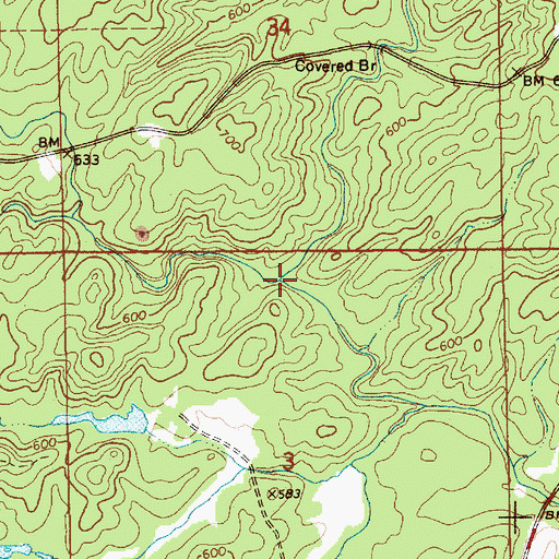 Topographic Map of Rocky Ford Creek, AL