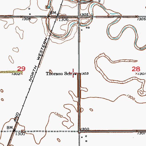 Topographic Map of Thorson School, SD