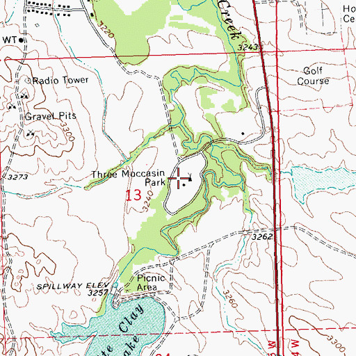 Topographic Map of Three Moccasin Park, SD
