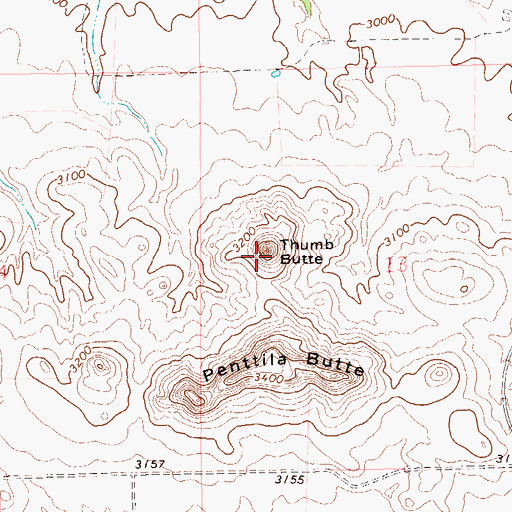Topographic Map of Thumb Butte, SD
