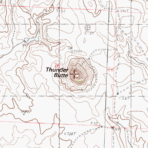 Topographic Map of Thunder Butte, SD