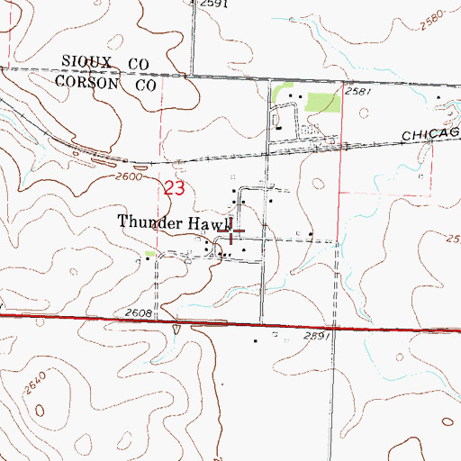 Topographic Map of Thunder Hawk, SD