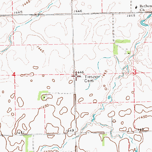 Topographic Map of Tieszen Cemetery, SD
