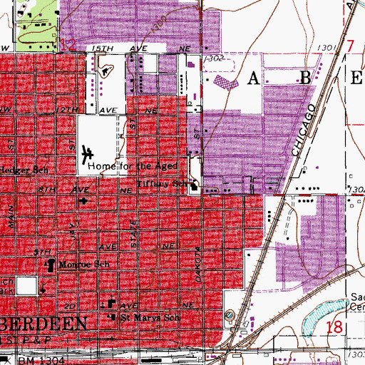 Topographic Map of Tiffany School, SD