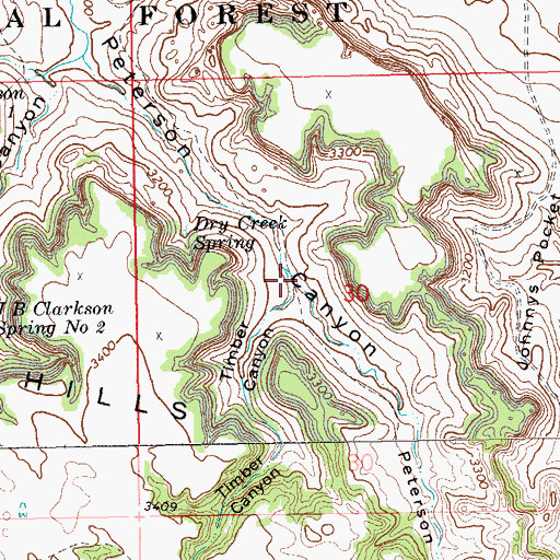 Topographic Map of Timber Canyon, SD