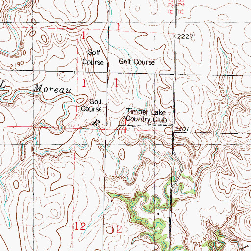 Topographic Map of Timber Lake Country Club, SD