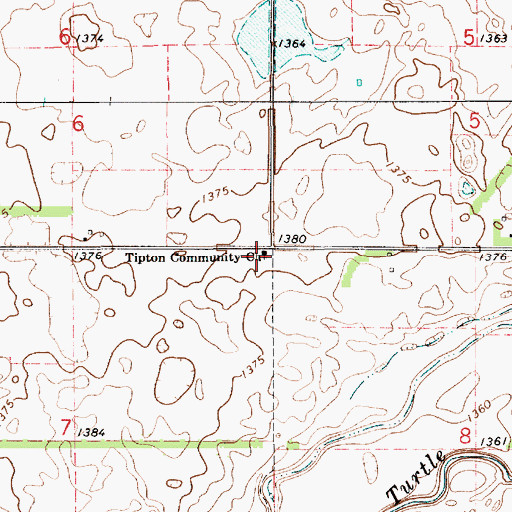 Topographic Map of Tipton Community Church, SD