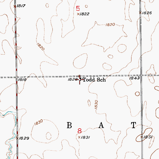 Topographic Map of Todd School, SD