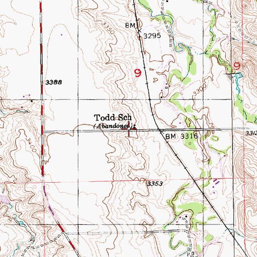 Topographic Map of Todd School, SD