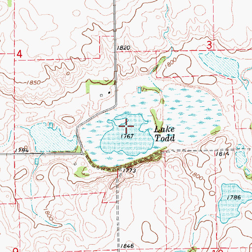 Topographic Map of Lake Todd, SD