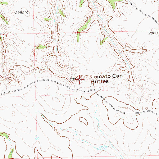 Topographic Map of Tomato Can Buttes, SD